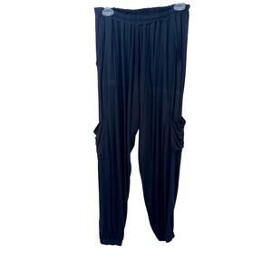 Michelle Ludek Hannah Pants in black oversized lagenlook pull on SZ medium